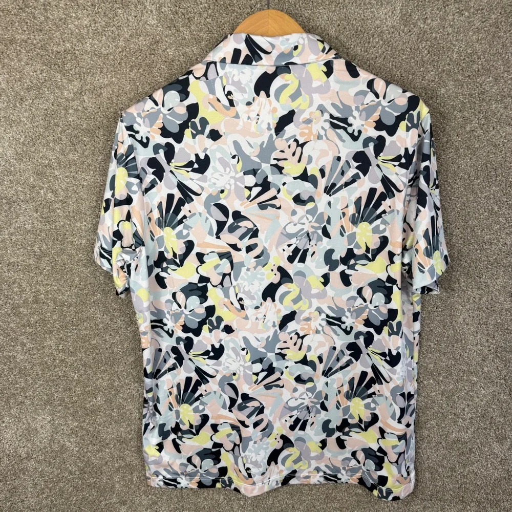 Bad Birdie Men's Core Polo Savannah Swing Large Abstract Floral Short Sleeve NEW - Picture 8 of 8